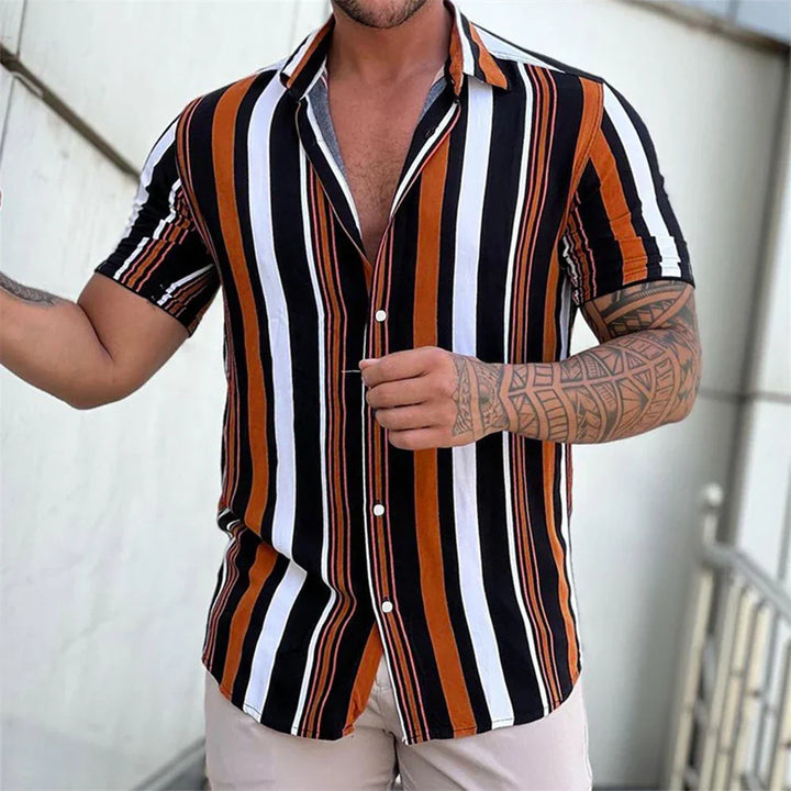 Vintém d'Ouro - Camisa de verão listrada de manga curta