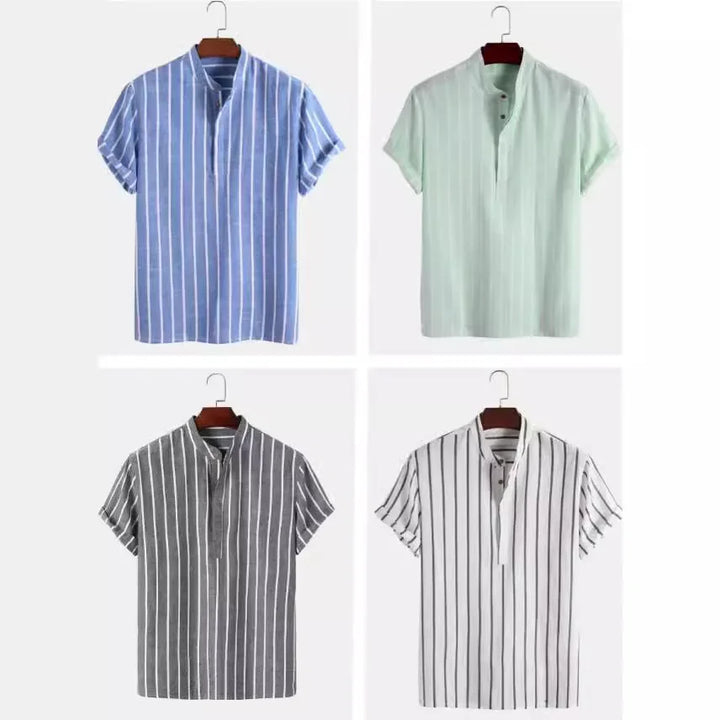 Vintém d'Ouro - Camisa elegante de manga curta listrada