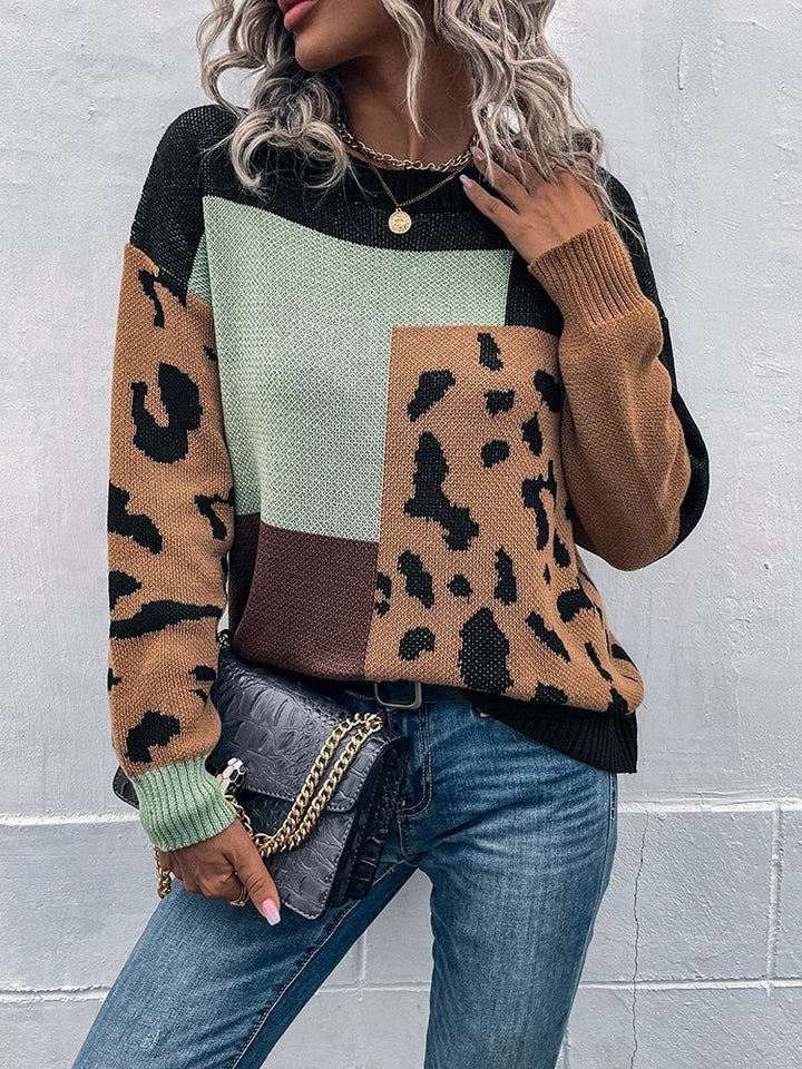 Vintém d'Ouro - Suéter vintage de leopardo em patchwork