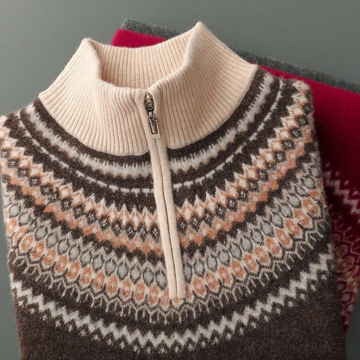 Vintém d'Ouro - Camisola elegante com fecho de correr em caxemira