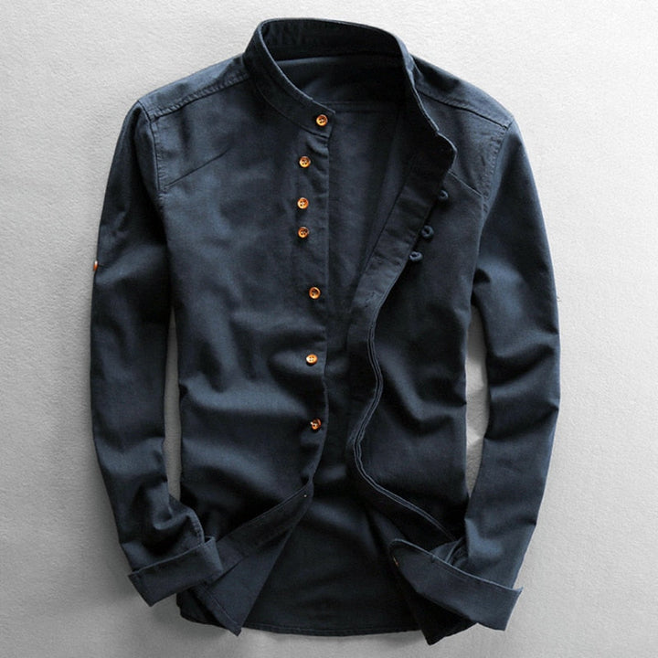 Vintém d'Ouro - Camisa minimalista de gola japonesa