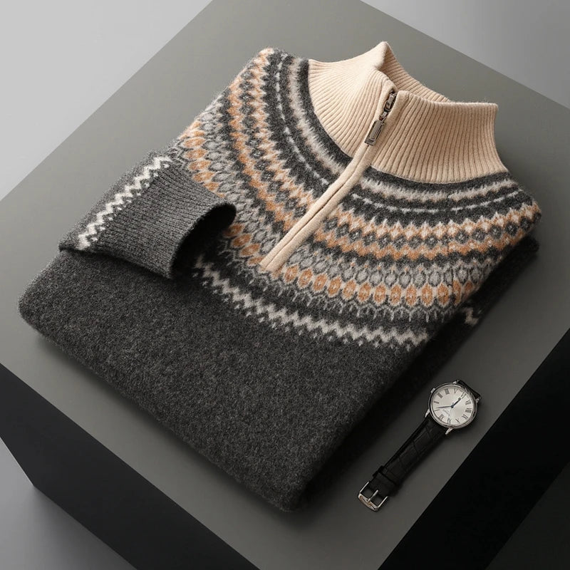 Vintém d'Ouro - Camisola elegante com fecho de correr em caxemira