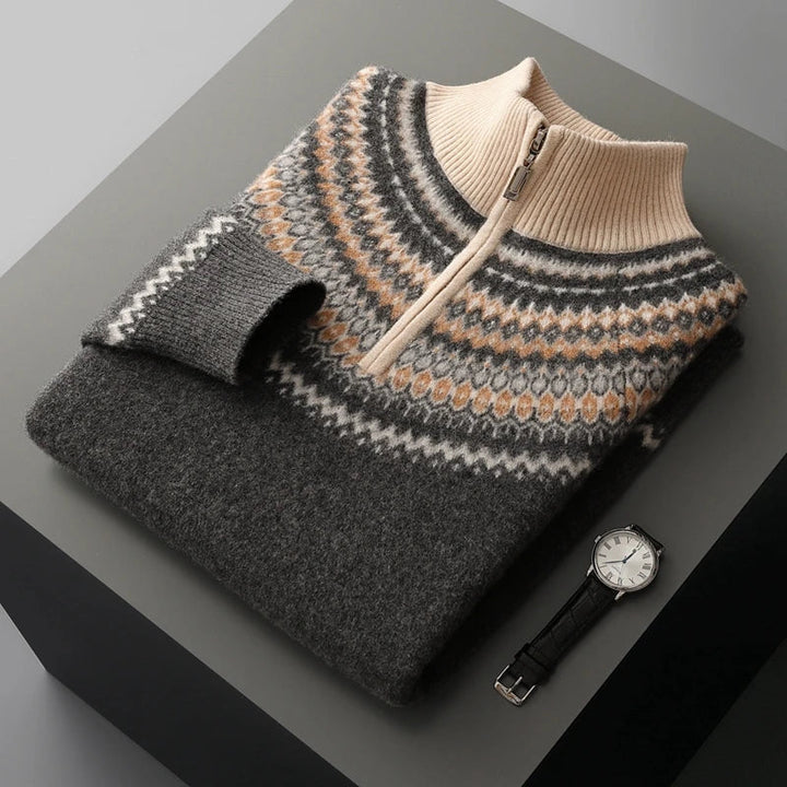 Vintém d'Ouro - Camisola elegante com fecho de correr em caxemira