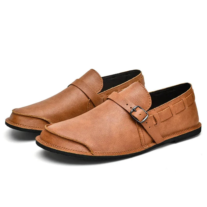 Vintém d'Ouro - Mocassins de couro com fivela
