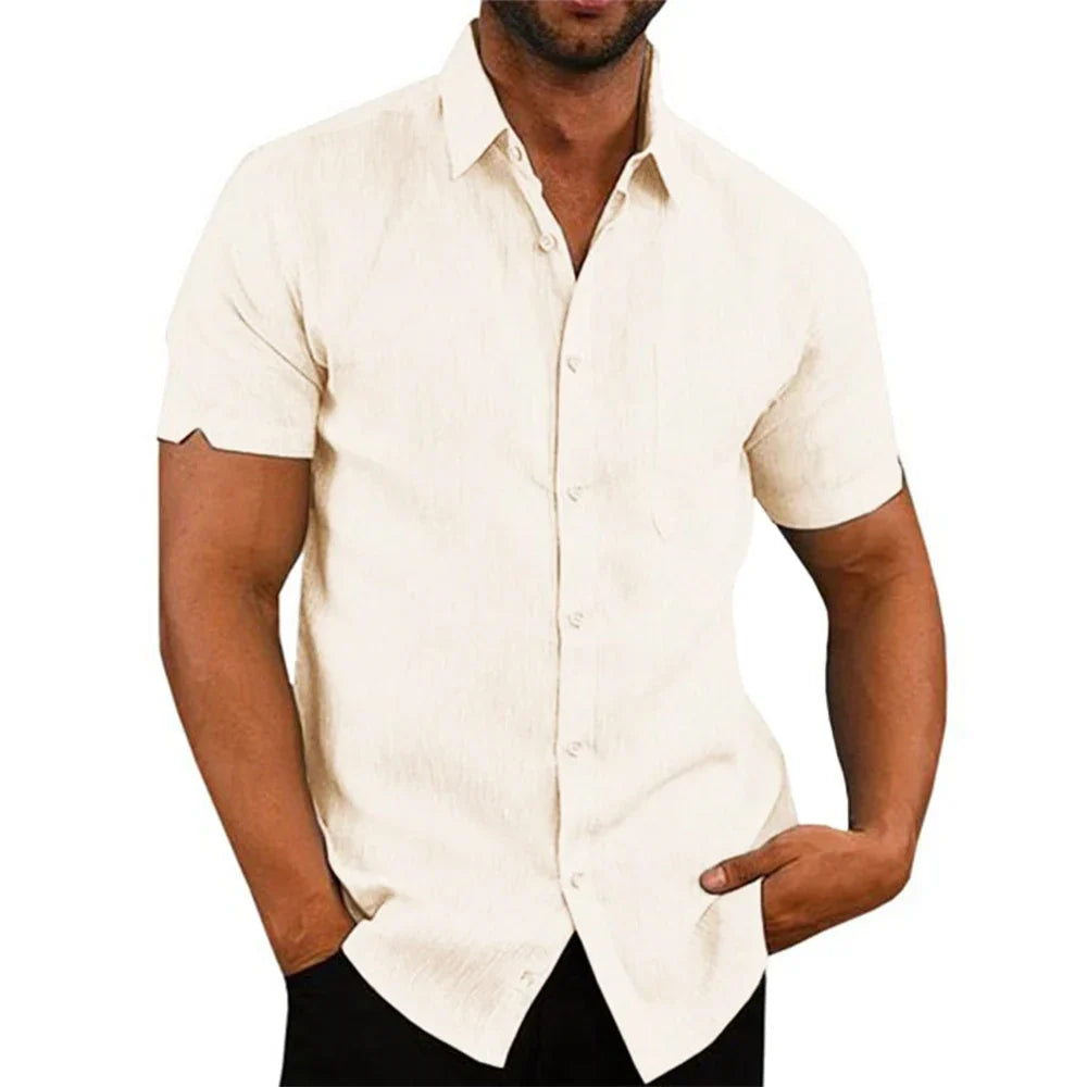 Vintém d'Ouro - Camisa de manga curta em linho e algodão