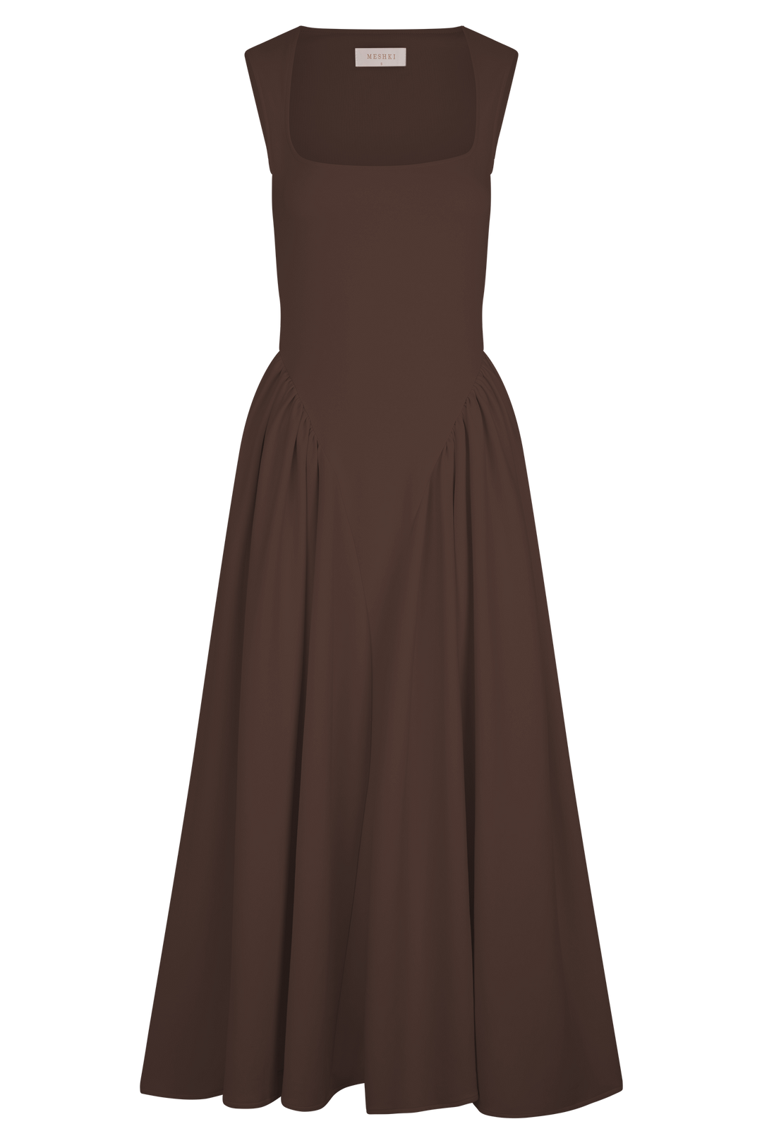 Vintém d'Ouro - Vestido midi em malha castanho