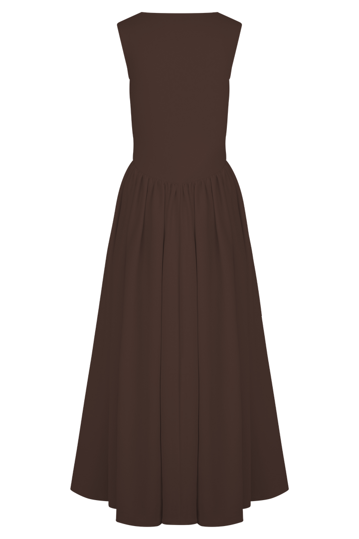 Vintém d'Ouro - Vestido midi em malha castanho