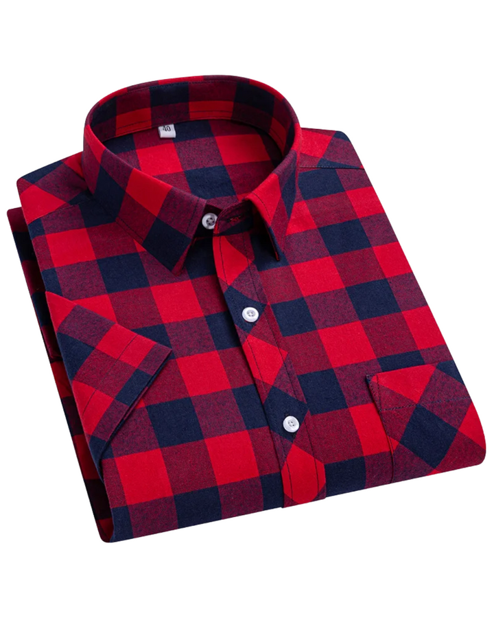 Vintém d'Ouro - Camisa de algodão xadrez de manga curta