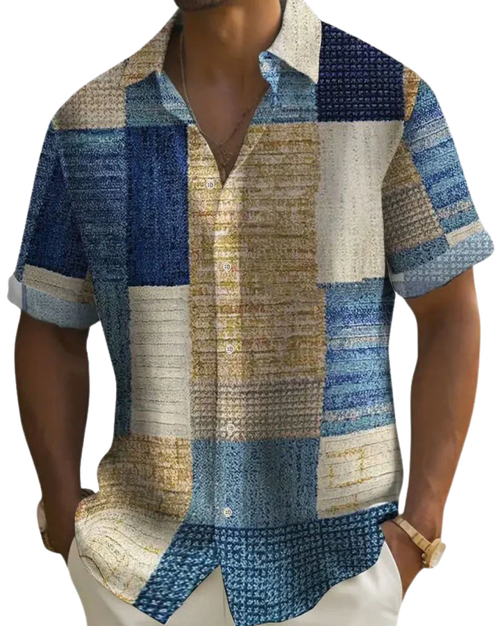 Vintém d'Ouro - Camisa elegante em patchwork