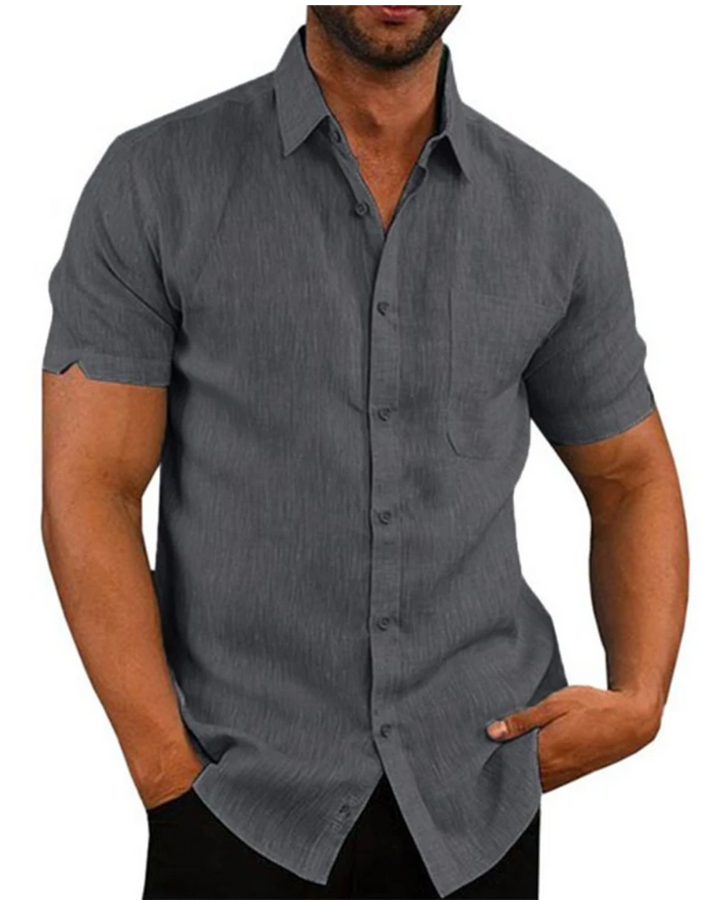Vintém d'Ouro - Camisa de manga curta em linho e algodão