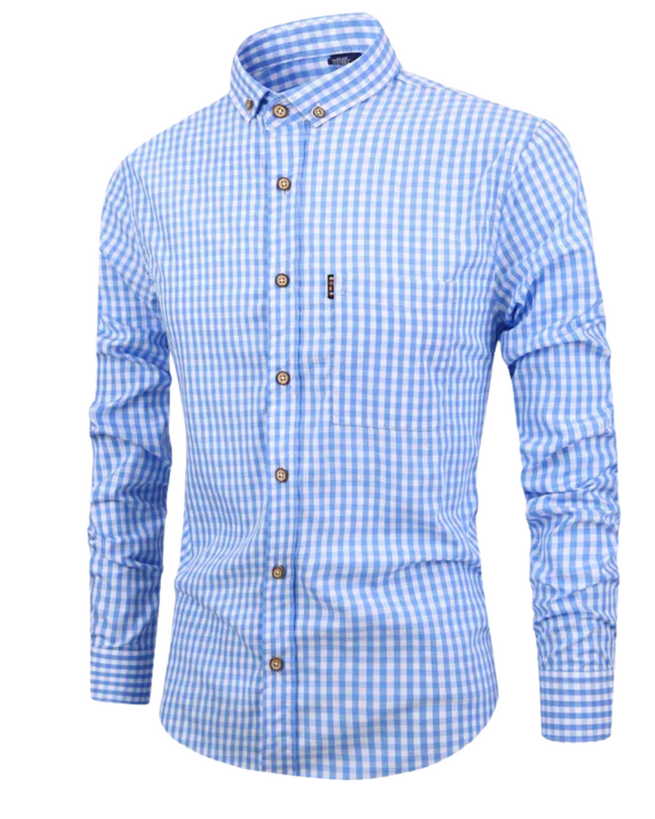 Vintém d'Ouro - Camisa de algodão xadrez elegante