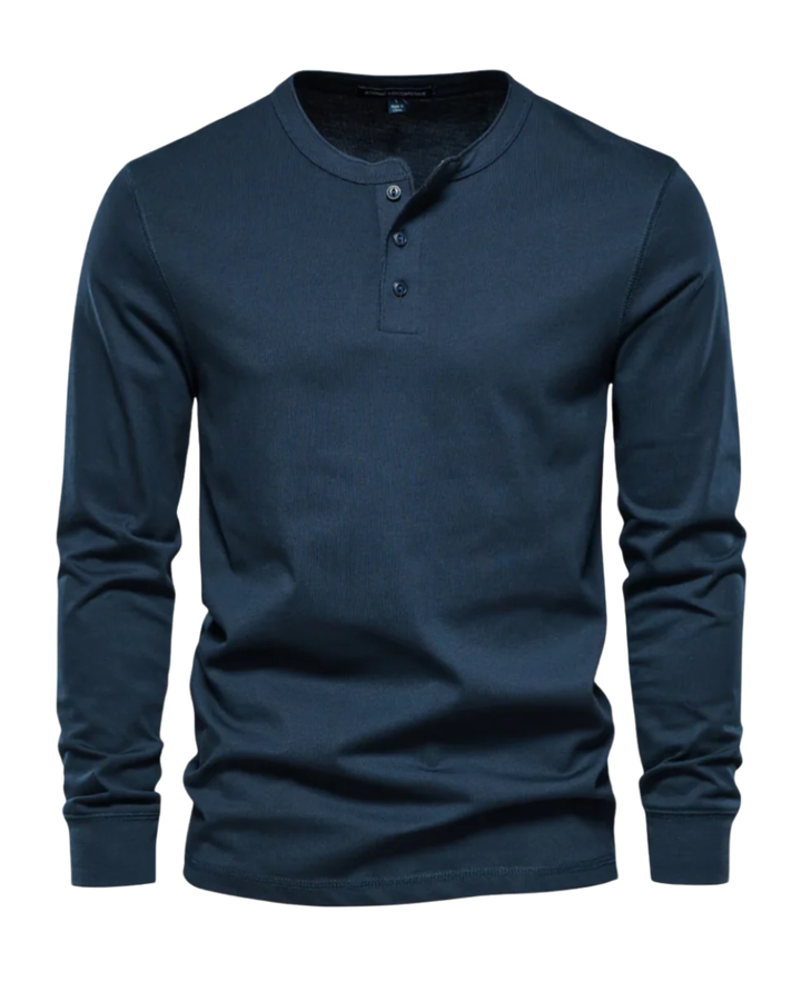 Vintém d'Ouro - Camisa Henley elegante de manga longa em algodão
