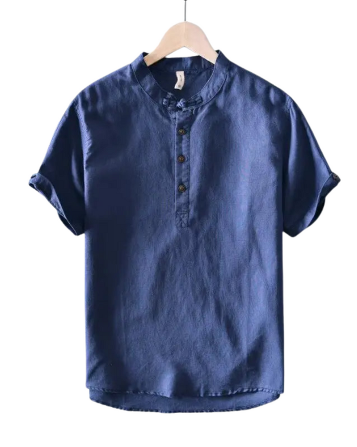Vintém d'Ouro - Camisa de manga curta em linho de algodão
