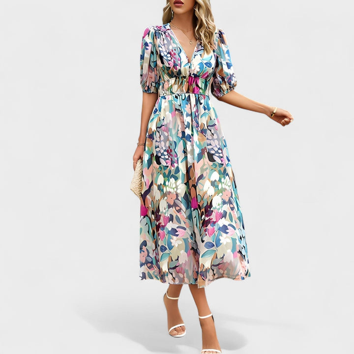 Vintém d'Ouro - Vestido Midi Floral Elegante