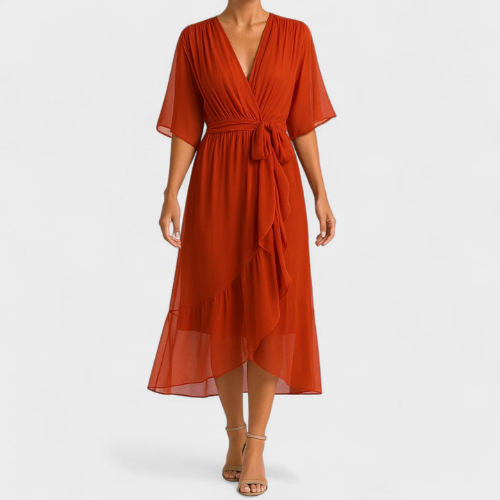 Vintém d'Ouro - Vestido elegante com cintura