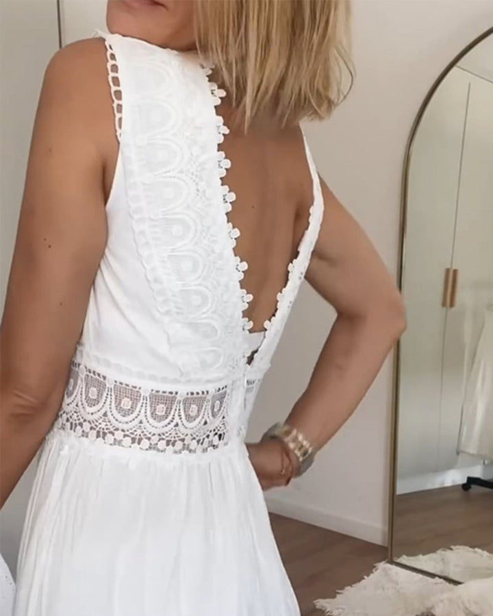 Vintém d'Ouro - Vestido de Renda com Decote em V
