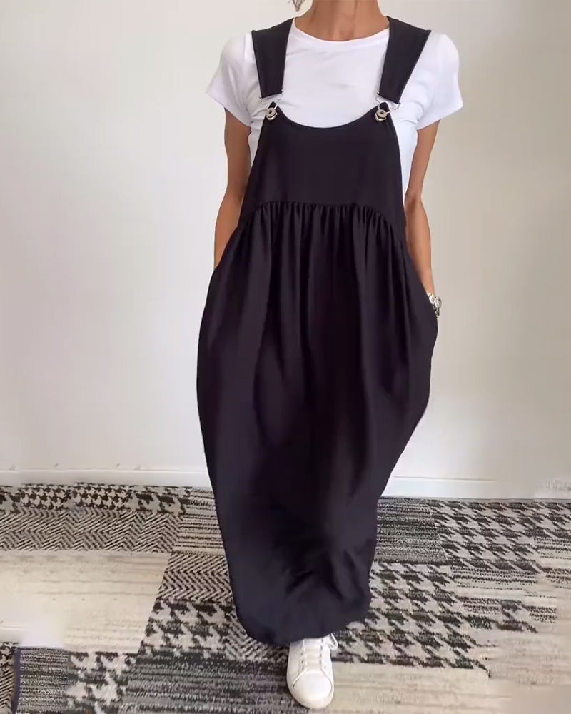 Vintém d'Ouro - Vestido casual com alças sólidas