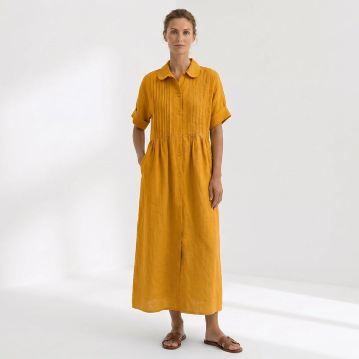 Vintém d'Ouro - Vestido Elegante em Linho