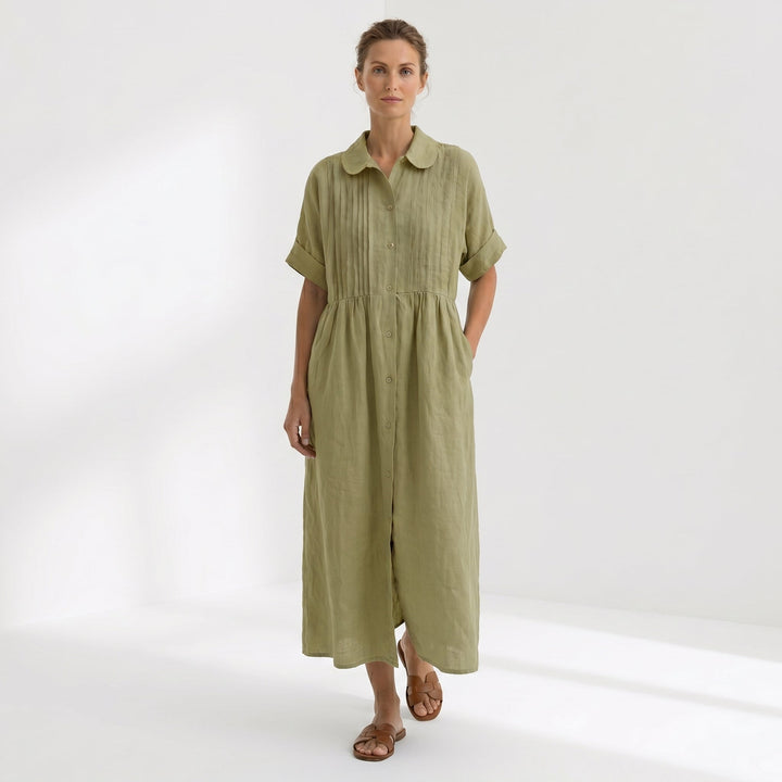Vintém d'Ouro - Vestido Elegante em Linho