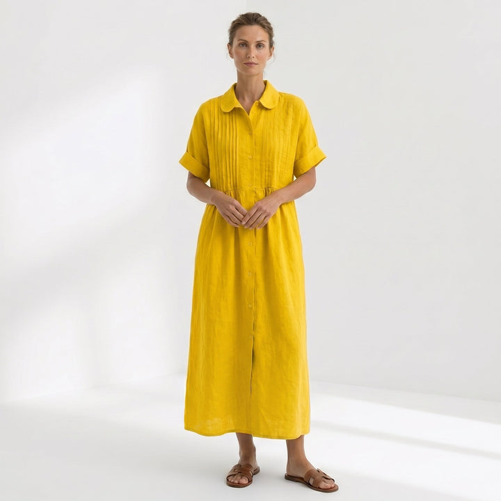 Vintém d'Ouro - Vestido Elegante em Linho