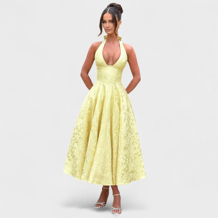 Vintém d'Ouro - Vestido midi com espartilho