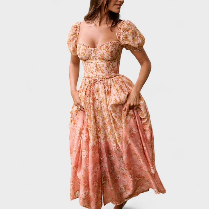 Vintém d'Ouro - Vestido Floral Coral