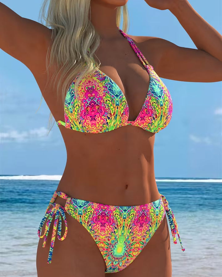 Vintém d'Ouro - Biquíni Estampado com Decote Halter