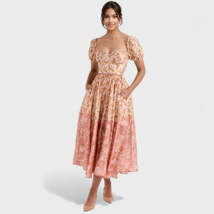 Vintém d'Ouro - Vestido Floral Coral