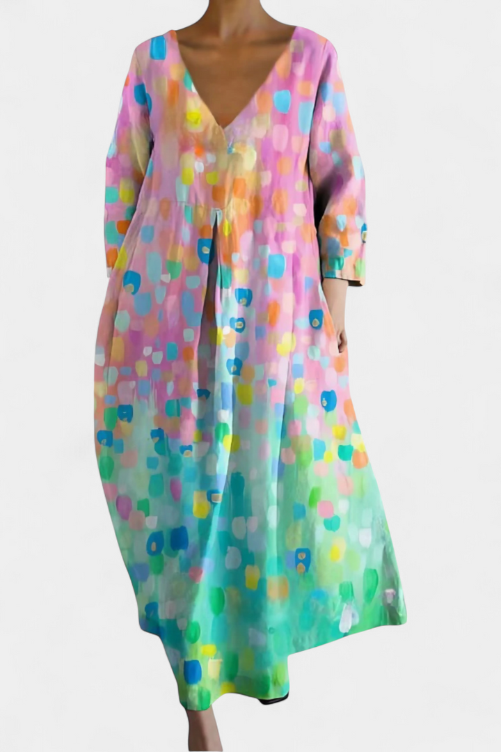 Vintém d'Ouro - Vestido Fluido com Estampa