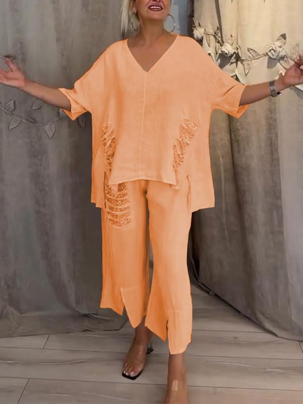 Vintém d'Ouro - Conjunto de verão de duas peças com elegância e conforto para dias ensolarados