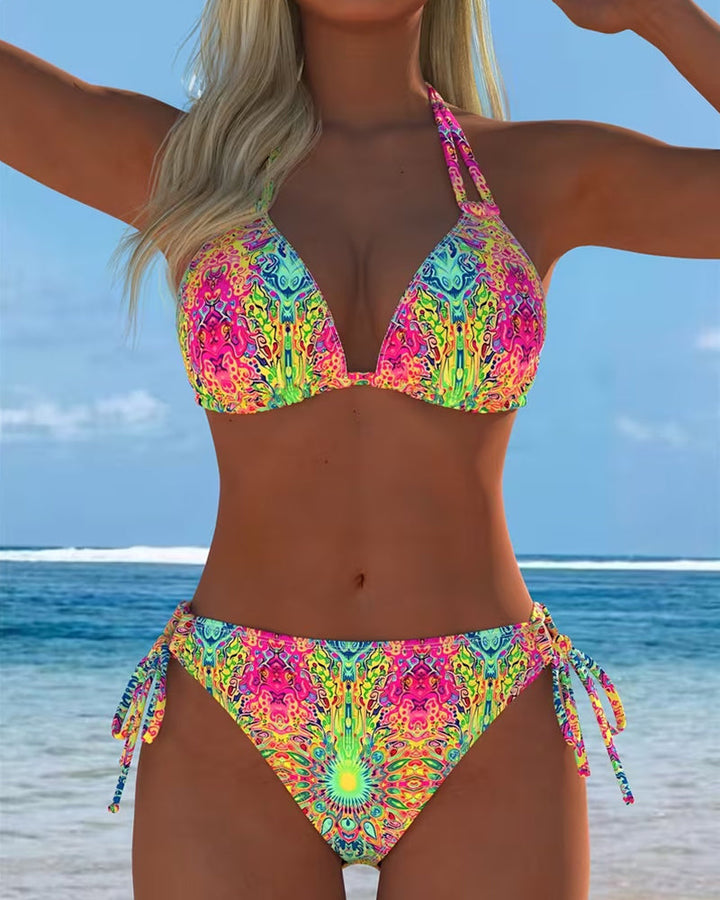 Vintém d'Ouro - Biquíni Estampado com Decote Halter