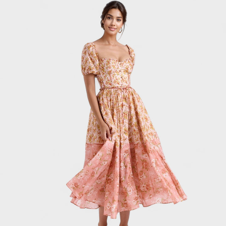 Vintém d'Ouro - Vestido Floral Coral