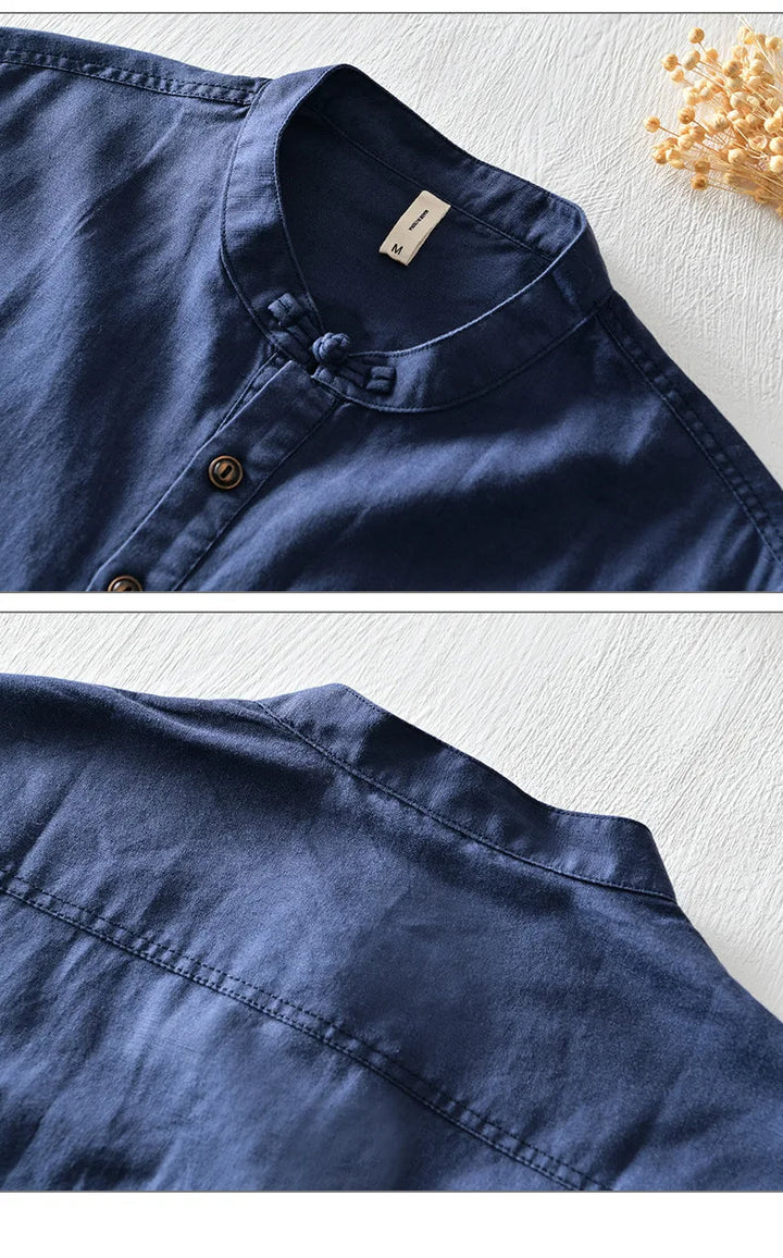 Vintém d'Ouro - Camisa de manga curta em linho de algodão