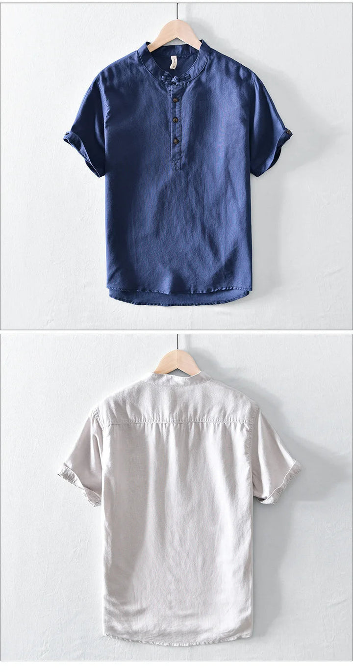 Vintém d'Ouro - Camisa de manga curta em linho de algodão