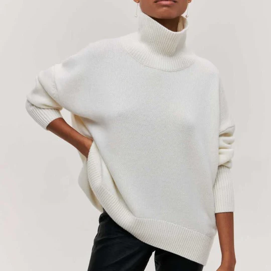 Vintém d'Ouro - Camisola oversize de algodão com gola virada para baixo