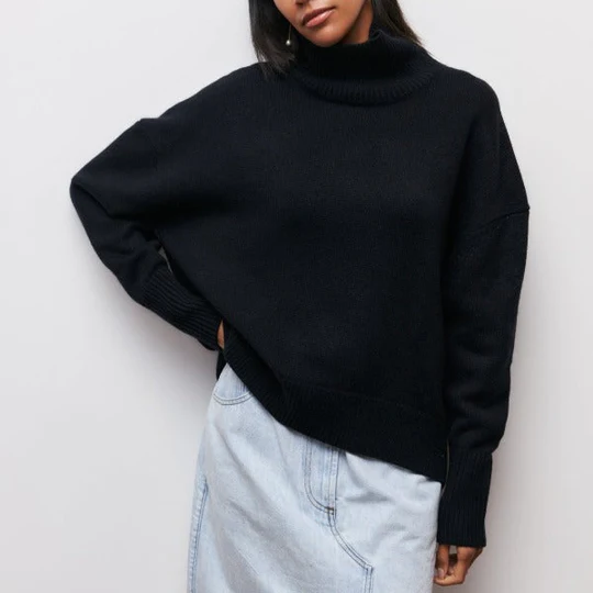 Vintém d'Ouro - Camisola oversize de algodão com gola virada para baixo