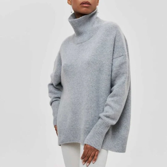Vintém d'Ouro - Camisola oversize de algodão com gola virada para baixo