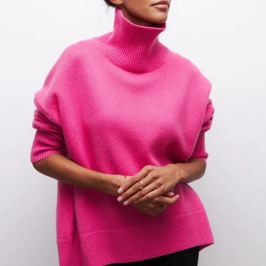 Vintém d'Ouro - Camisola oversize de algodão com gola virada para baixo
