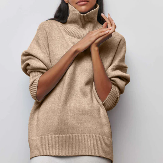 Vintém d'Ouro - Camisola oversize de algodão com gola virada para baixo