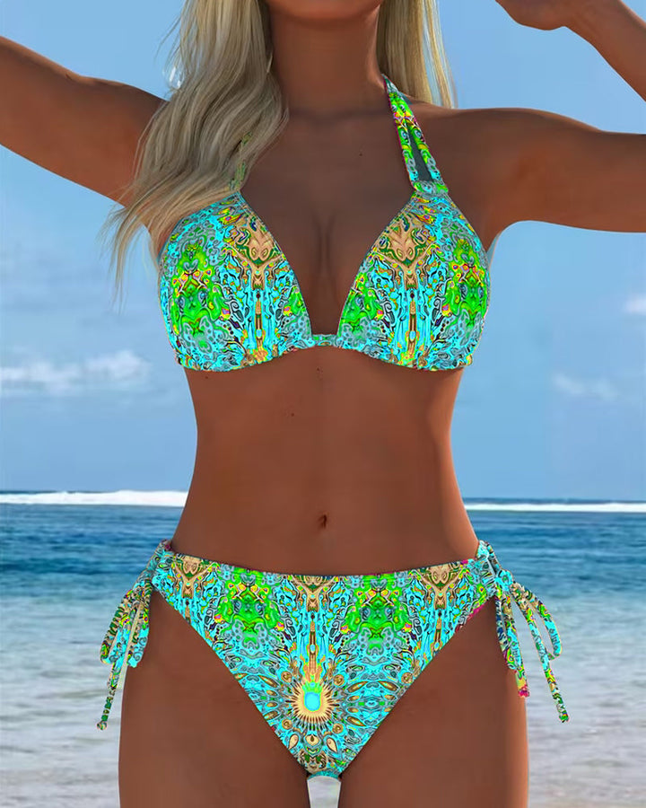 Vintém d'Ouro - Biquíni Estampado com Decote Halter