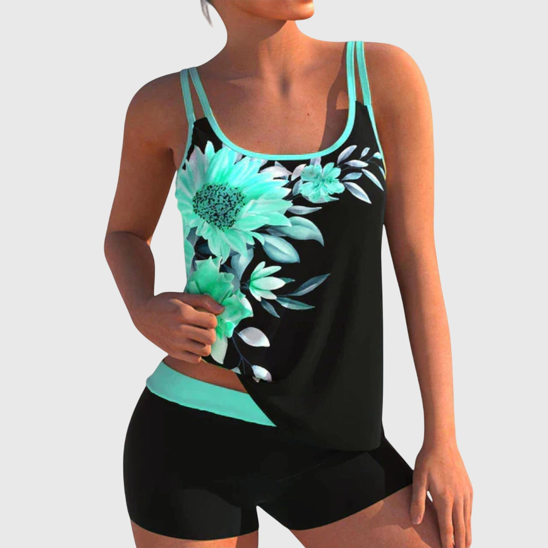 Vintém d'Ouro - Conjunto de Tankini Floral com Calções