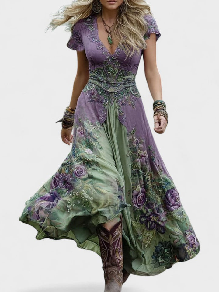 Vintém d'Ouro - Vestido Maxi Curto Floral