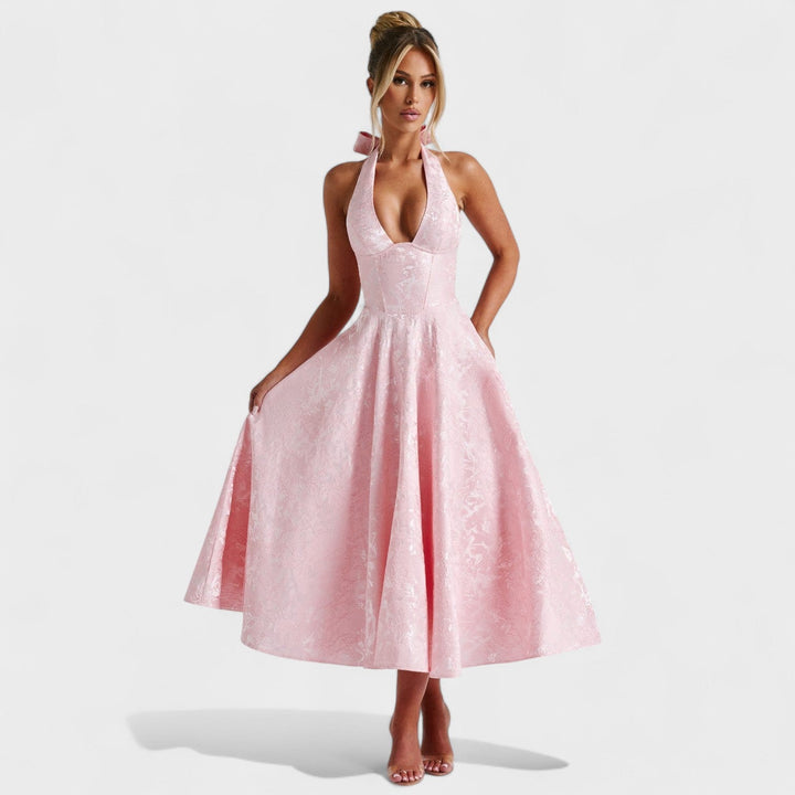 Vintém d'Ouro - Vestido midi texturizado