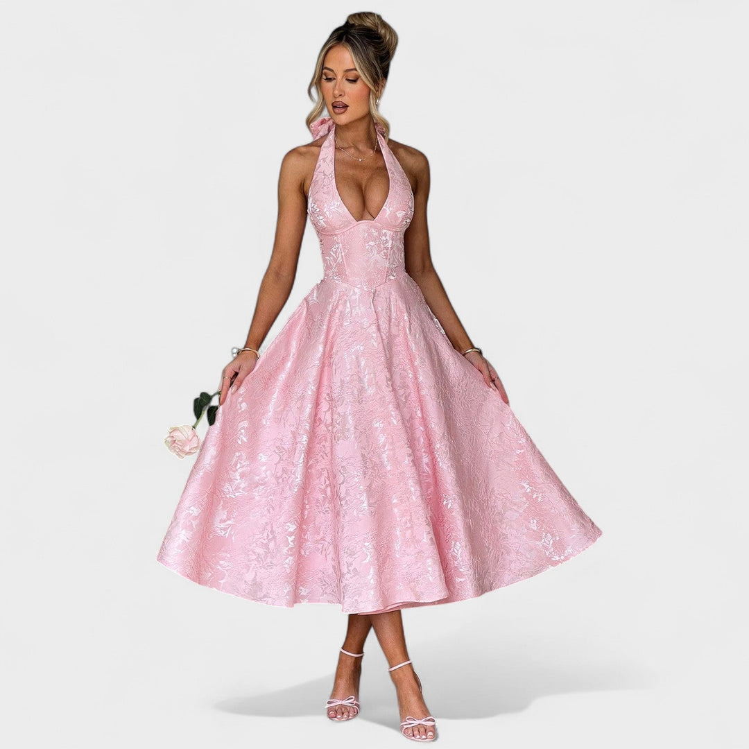 Vintém d'Ouro - Vestido midi texturizado