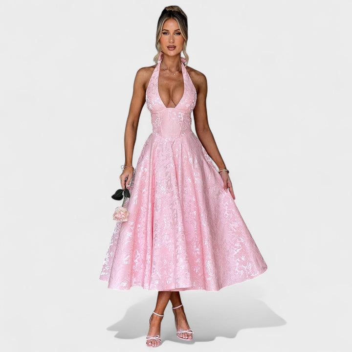 Vintém d'Ouro - Vestido midi texturizado