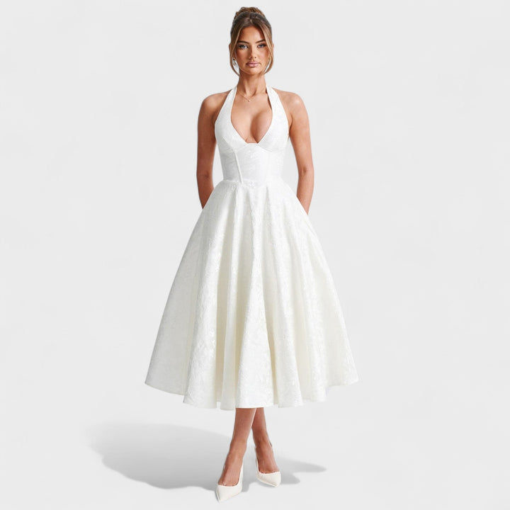 Vintém d'Ouro - Vestido midi texturizado