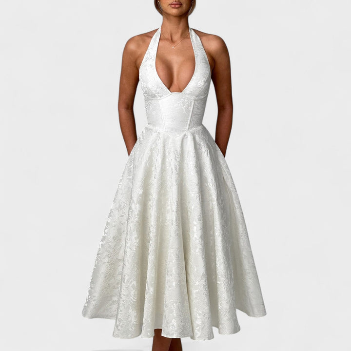 Vintém d'Ouro - Vestido midi texturizado