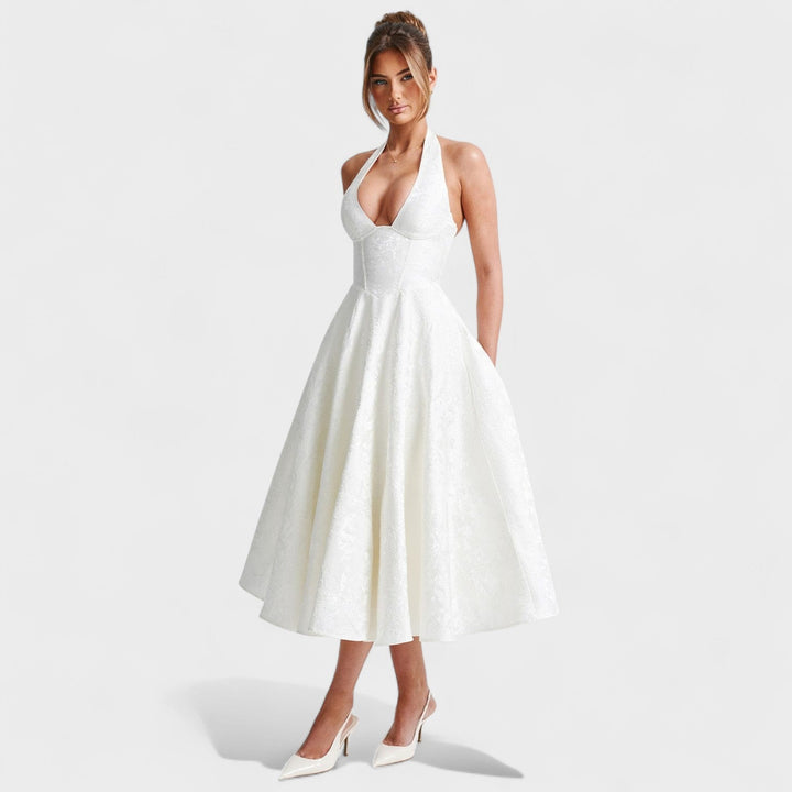 Vintém d'Ouro - Vestido midi texturizado