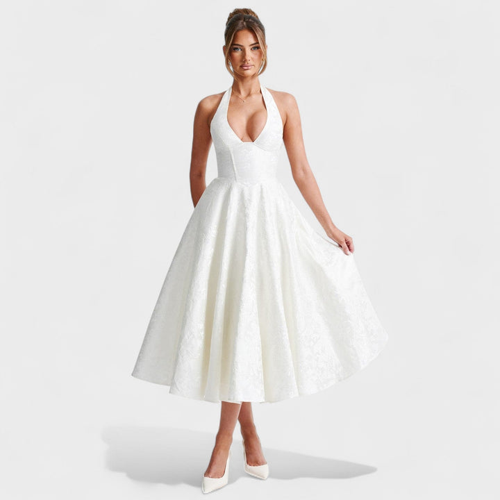 Vintém d'Ouro - Vestido midi texturizado