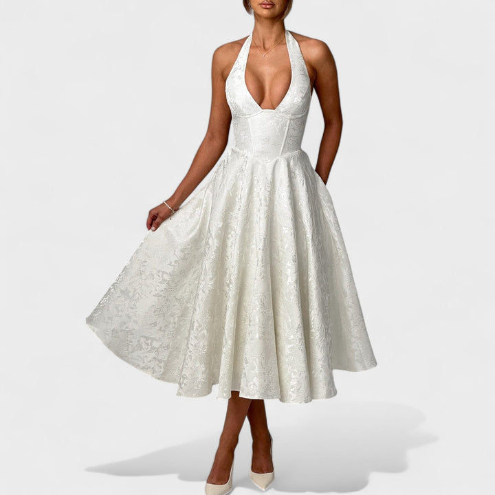 Vintém d'Ouro - Vestido midi texturizado